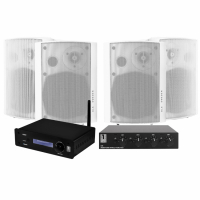 System One A50BT, SC4B högtalarväxel & DLS MB5i Utomhushögtalare Vita, 2 par