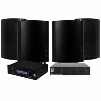 System One A50BT med SC4B högtalarväxel & DLS MB5i Utomhushögtalare Svarta, 2 par