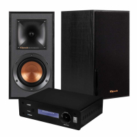 System One A50BT med Klipsch R-41M stativhögtalare, svart par