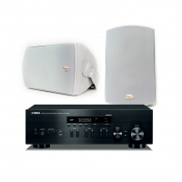 Yamaha R-N402D & Klipsch AW-650 Utomhushögtalare, vitt par