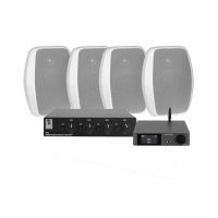 Dynavoice CA802BT med System One SC4B högtalarväxel & OD570 Utomhushögtalare, 2 par