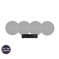 Dayton Audio DA40T med 4st Fonestar Sky-6T, kommersiellt 100V-system 