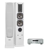 Dynavoice Definition DF-5 Vita högtalare & Yamaha R-N402D, stereopaket
