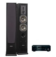 Dynavoice Definition DF-5 Svarta högtalare & Yamaha R-N402D, stereopaket