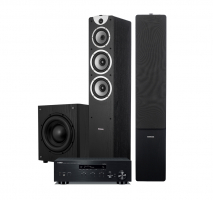 Yamaha MusicCast R-N303 & Dynavoice Magic F-7 EX v3 Svarta med baslåda, stereopaket