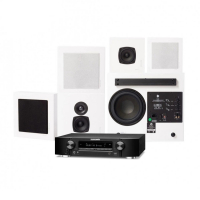 Marantz NR1510 & DLS Flatbox Mini v2 Hemmabiopaket 5.1, vitt