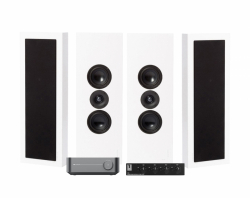 Wiim Amp med SC4B & 2 par DLS Flatbox XL Vita Vägghögtalare