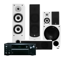 System One HCS-6 Vitt 5.1 Högtalarpaket med W-10 & Onkyo TX-NR575E