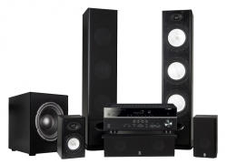 System One H388 med Dynavoice Sub12 & Yamaha HTR-4072, högtalarpaket svart
