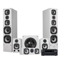 Dynavoice Challenger M-85 EX v.4 Högtalarpaket 5.1, vitt med Onkyo TX-NR686E