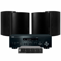 Yamaha R-N402D med SC4B högtalarväxel & DLS MB5i, 2 par svarta