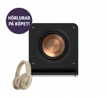 Klipsch RP-1000SW aktiv subwoofer med Yamaha YH-E700B hörlurar på köpet