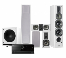 Yamaha Aventage RX-A2A & Dynavoice Definition DF-8 Högtalarpaket 5.1 med CSB-V12, vitt