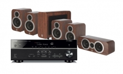 Yamaha RX-V585 & Q Acoustics 3010i högtalarpaket 5.1, valnöt