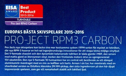 Pro-Ject RPM-3 Carbon vinylspelare med Ortofon 2M Silver, pianosvart