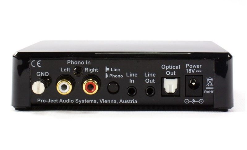 Pro-Ject Optical Box E Phono, RIAA-steg med optisk utgång för vinylspelare, svart