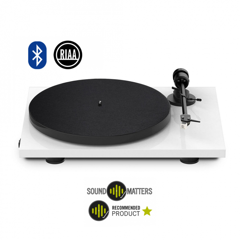 Pro-Ject E1 Bluetooth vinylspelare med Audio Techica AT3600L-pickup, pianovit