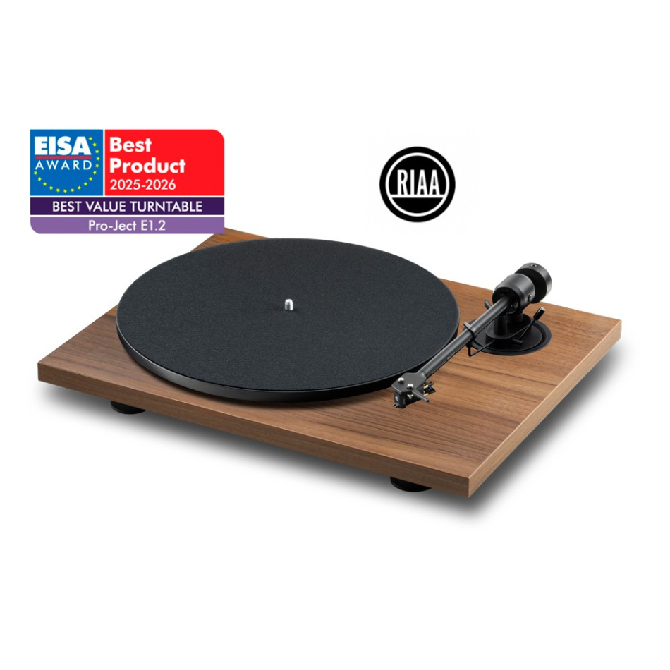 Pro-Ject E1.2 Phono skivspelare med förmonterad Pick It MM E-pickup, valnöt
