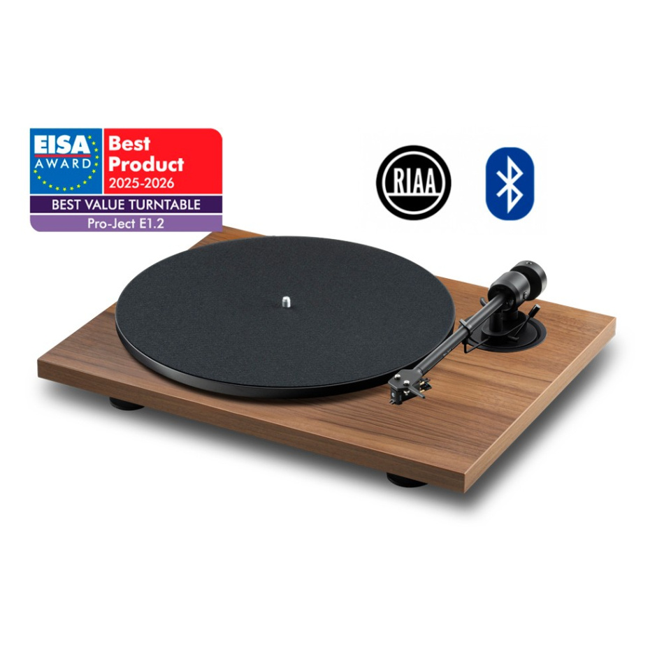 Pro-Ject E1.2 BT skivspelare med förmonterad Pick It MM E-pickup, valnöt