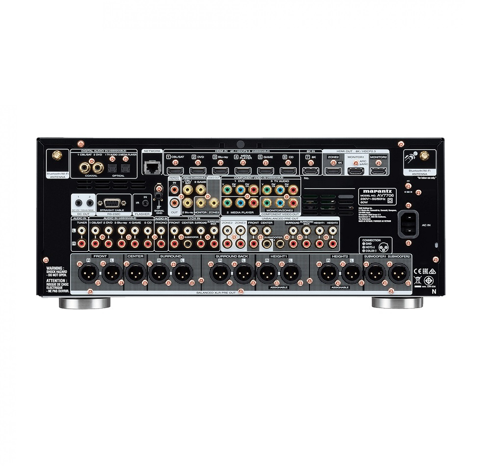 Marantz AV7706 hemmabioprocessor med HEOS, 8K video & XLR, svart