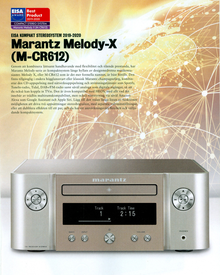 Marantz MCR-612 stereoförstärkare med nätverk, CD & radio, svart