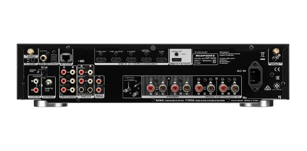 Marantz NR1200 stereoförstärkare med nätverk, Bluetooth, RIAA-steg & radio, svart