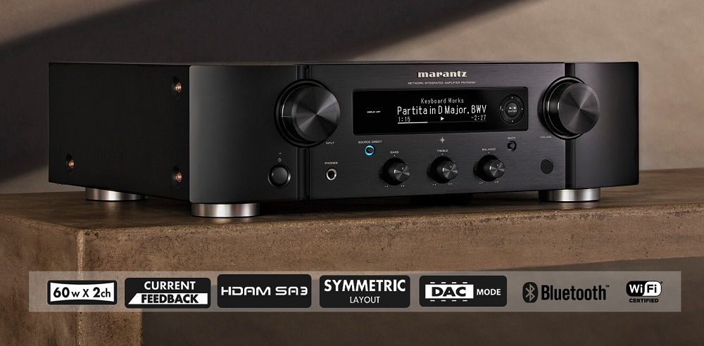 Marantz PM7000N stereoförstärkare med nätverk, RIAA-steg & DAC, svart