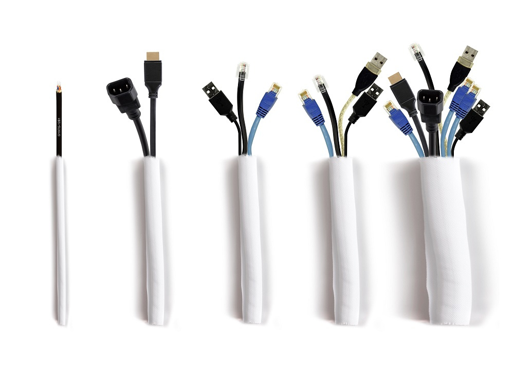 Multibrackets M Universal Cable Sock Self Wrapping, självslutande kabelstrumpa 10 mm vit