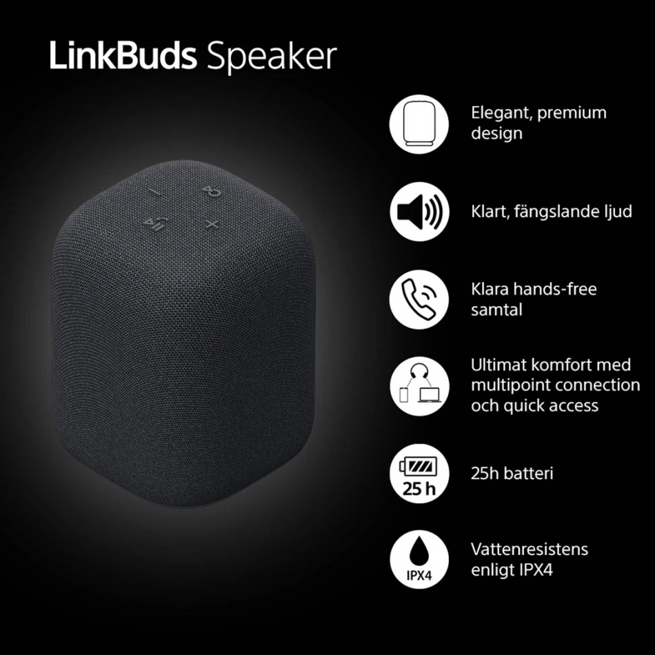 Sony LinkBuds Speaker trådlös bärbar högtalare med Bluetooth, svart