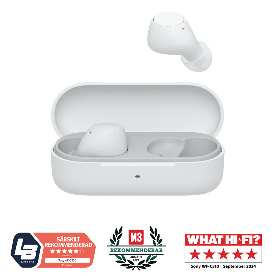 Sony WF-C510 True Wireless in-ear hörlurar med Bluetooth, vit