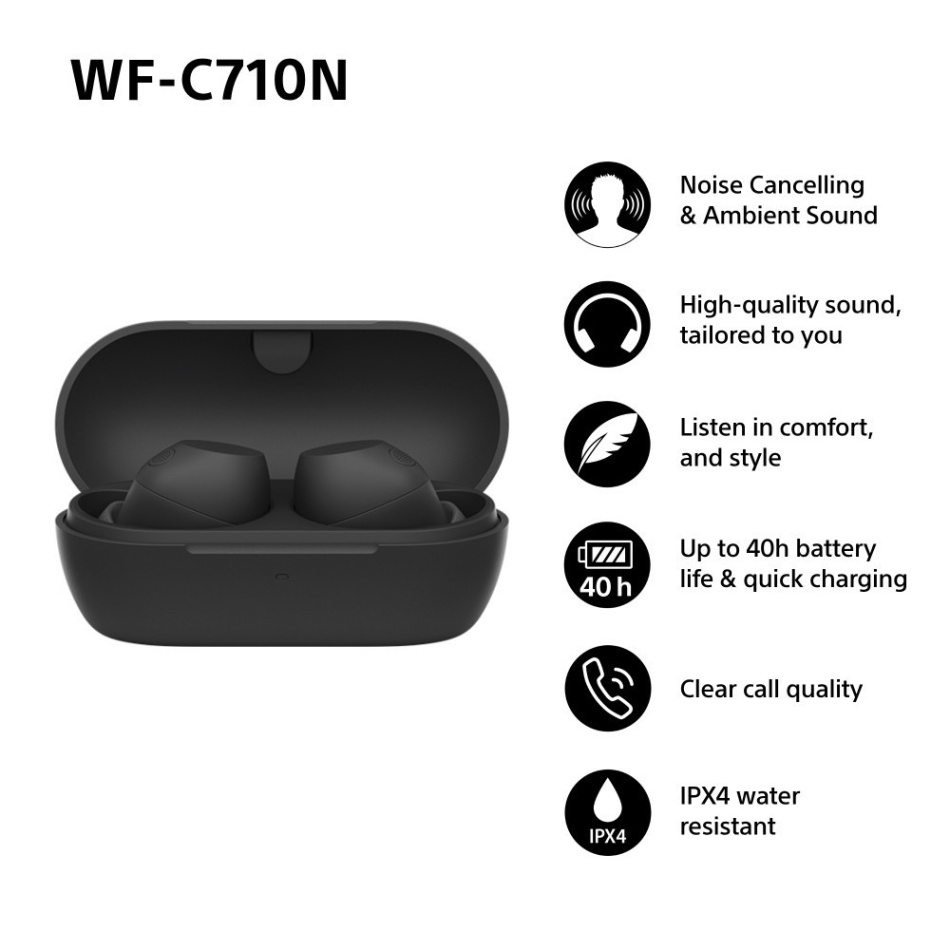 Sony WF-C710N True Wireless in-ear hörlurar med brusreducering, svarta