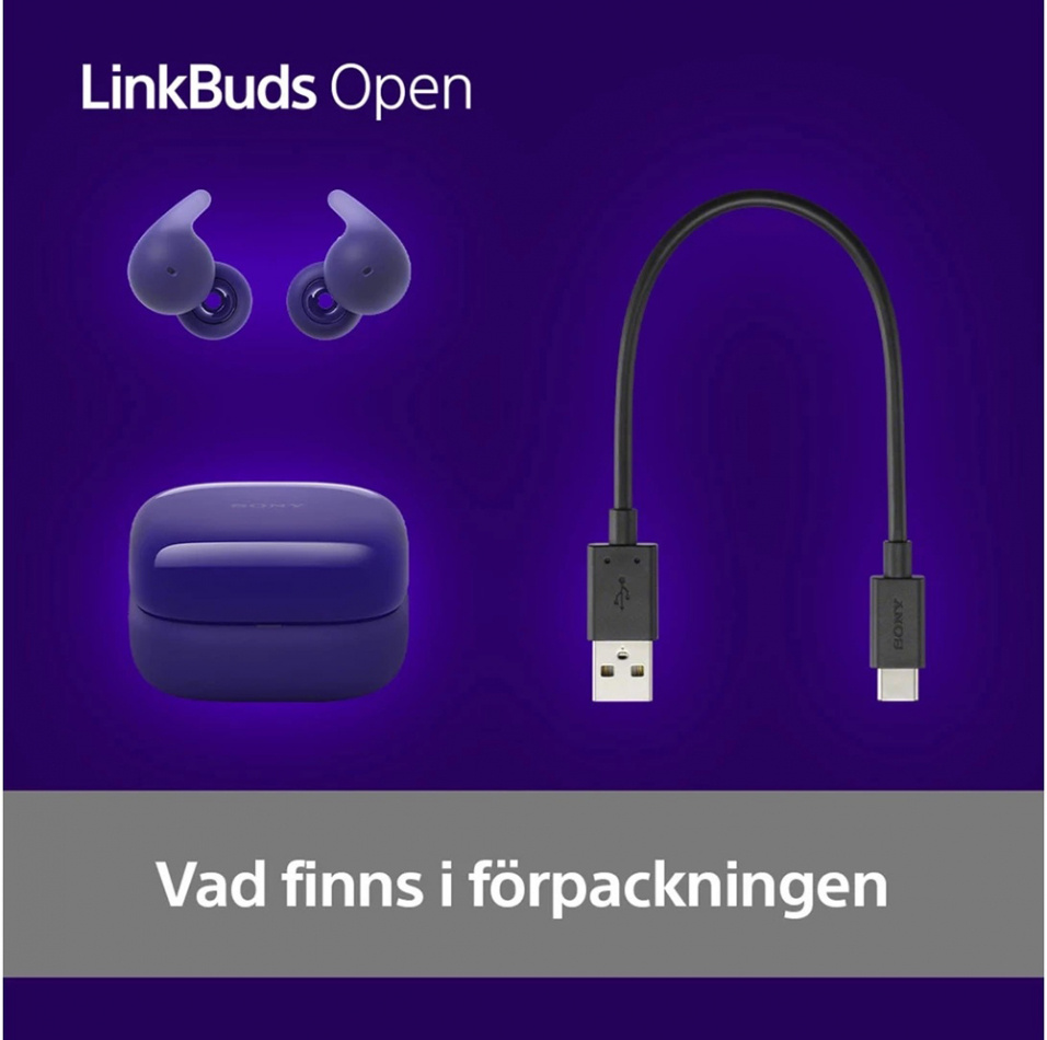 Sony LinkBuds Open True Wireless IPX4 in ear-hörlur med Bluetooth, lila