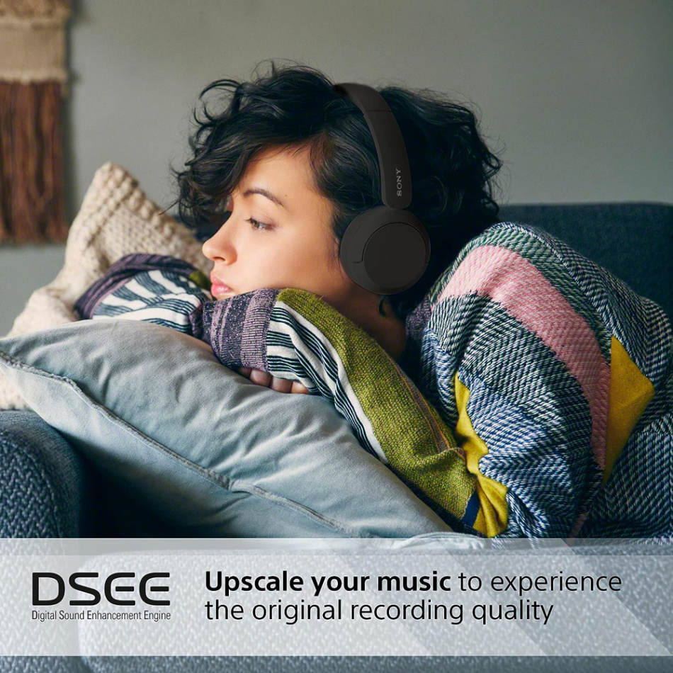 Sony WH-CH520 trådlösa on-ear hörlurar med Bluetooth, svart