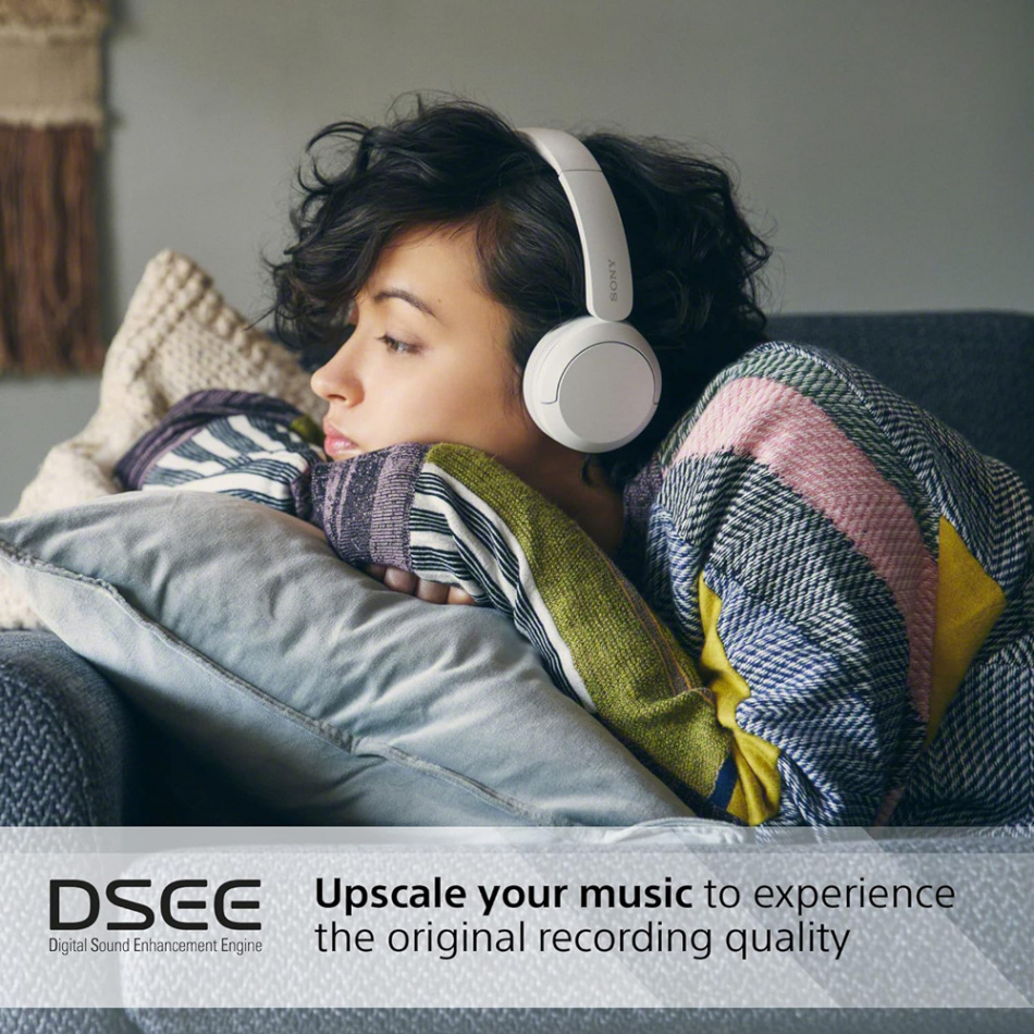 Sony WH-CH520 trådlösa on-ear hörlurar med Bluetooth, vit