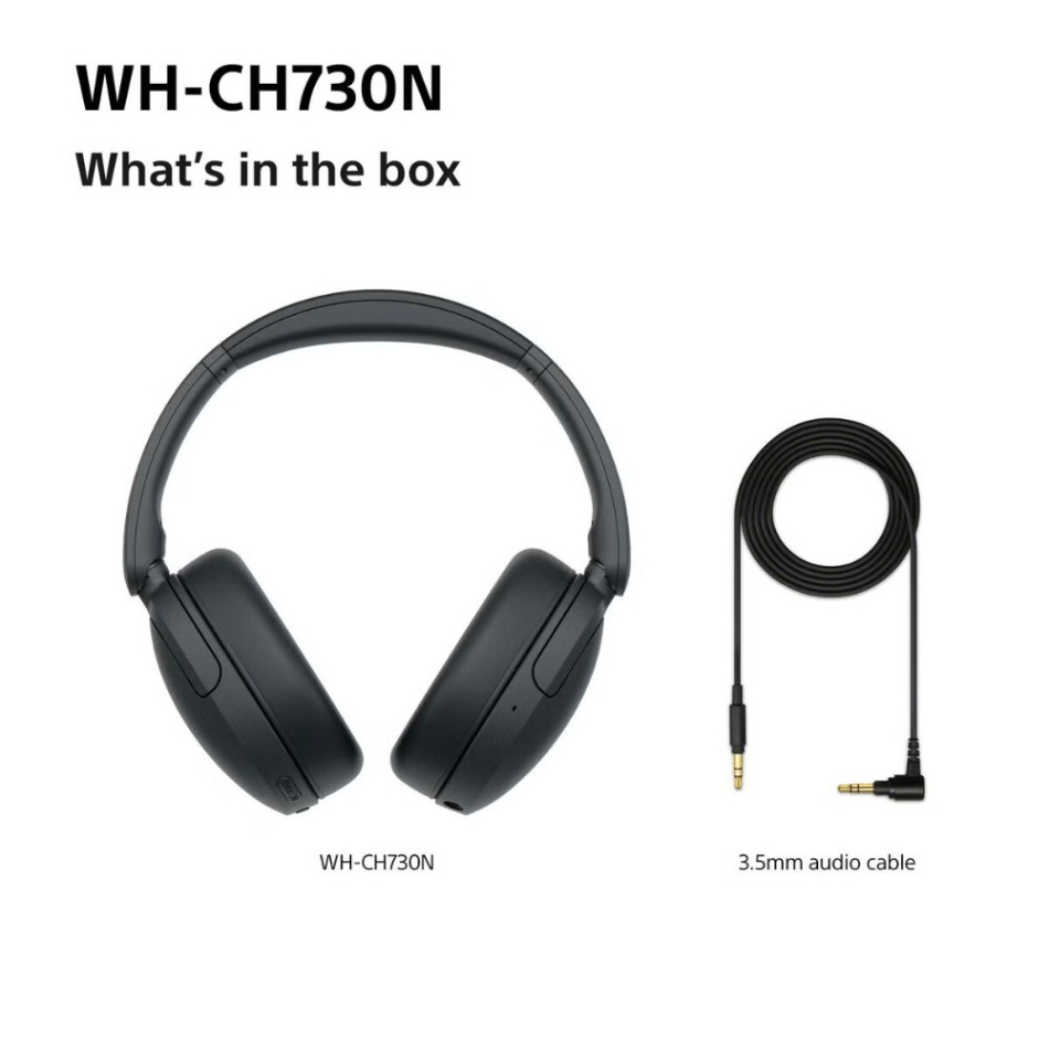 Sony WH-CH730N trådlösa over ear-hörlurar med brusreducering, svart