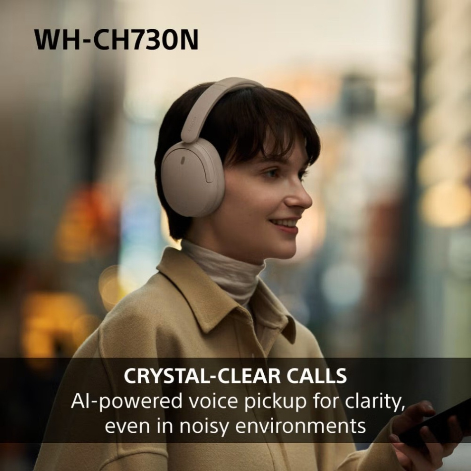 Sony WH-CH730N trådlösa over ear-hörlurar med brusreducering, svart