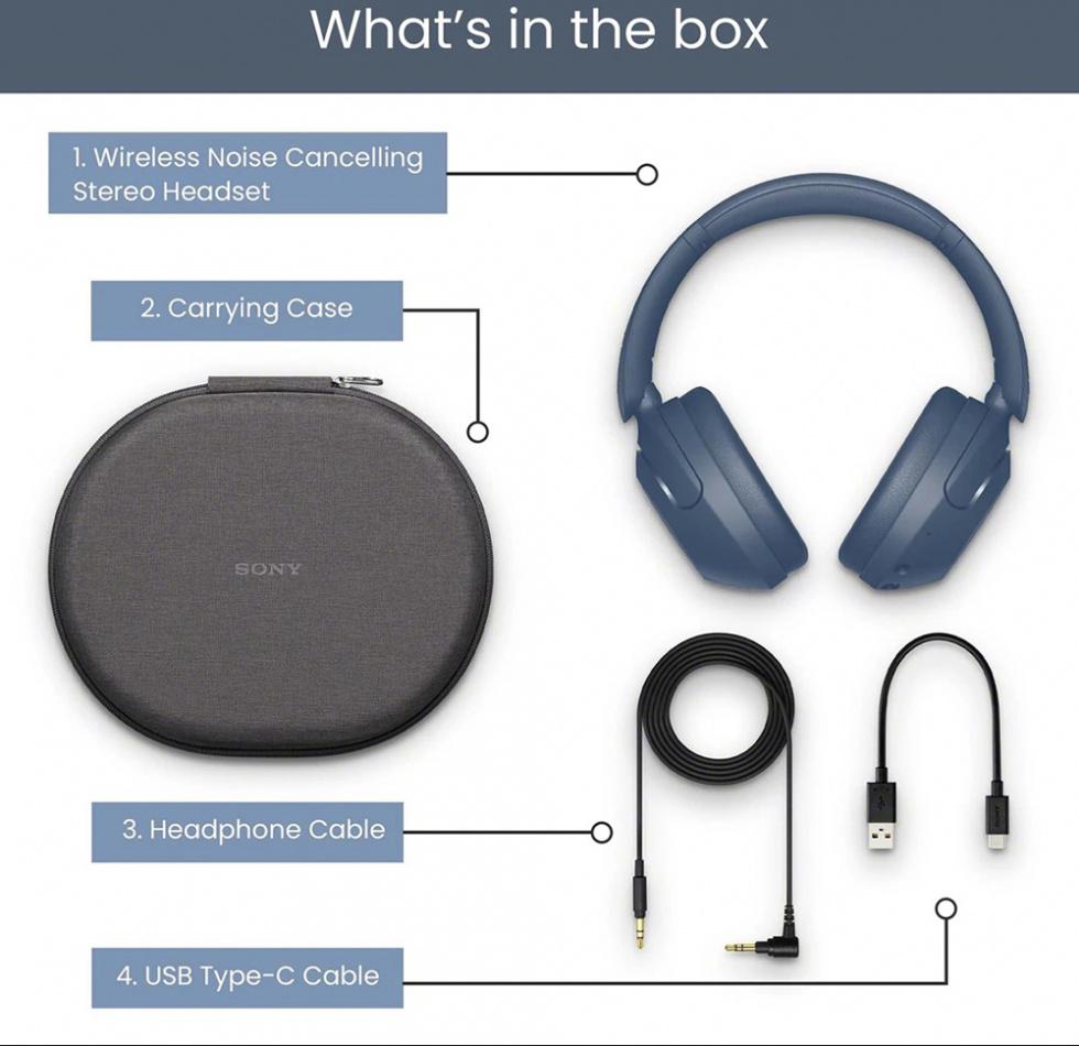 Sony WH-XB910N over-ear hörlurar med Bluetooth & brusreducering, blå