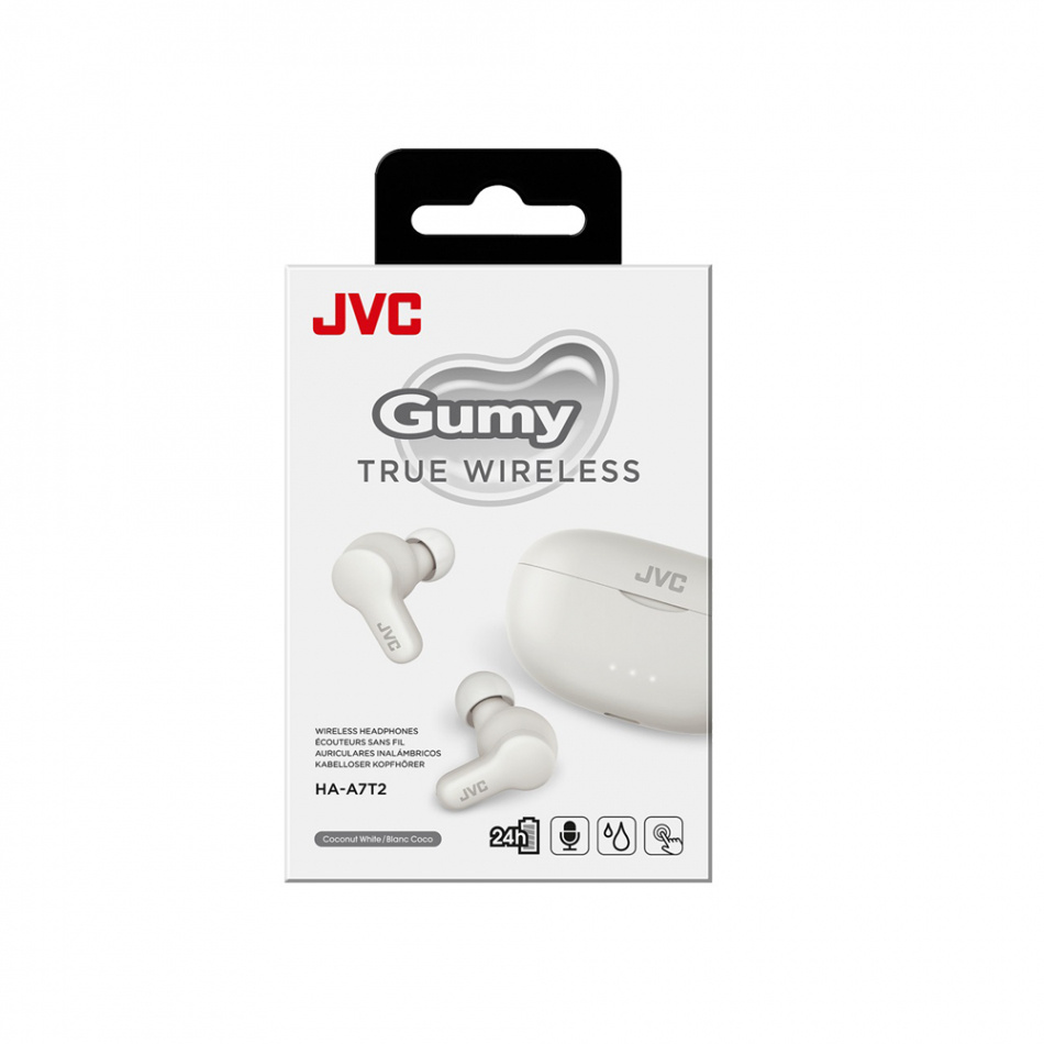 JVC HA-A7T2 Gumy True Wireless in-ear hörlurar, vit