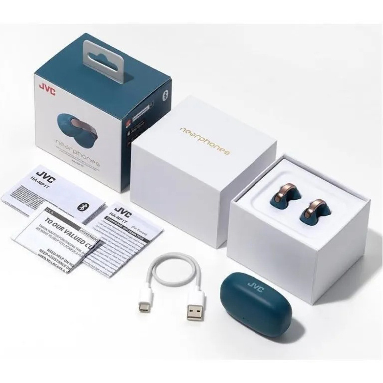 JVC HA-NP1T True Wireless in-ear hörlurar med öronklämma, turkos