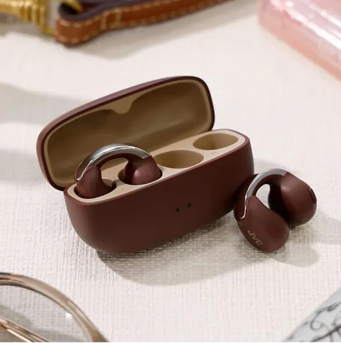 JVC HA-NP1T True Wireless in-ear hörlurar med öronklämma, maroon