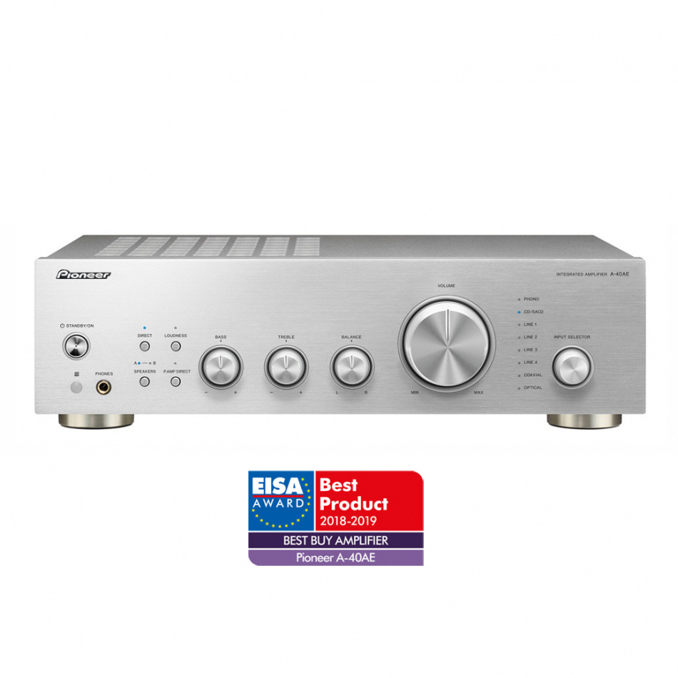 Pioneer A-40AE stereoförstärkare med DAC & RIAA-steg, silver