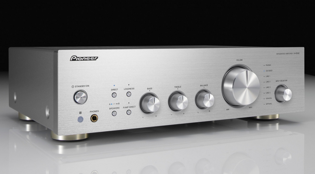 Pioneer A-40AE stereoförstärkare med DAC & RIAA-steg, silver