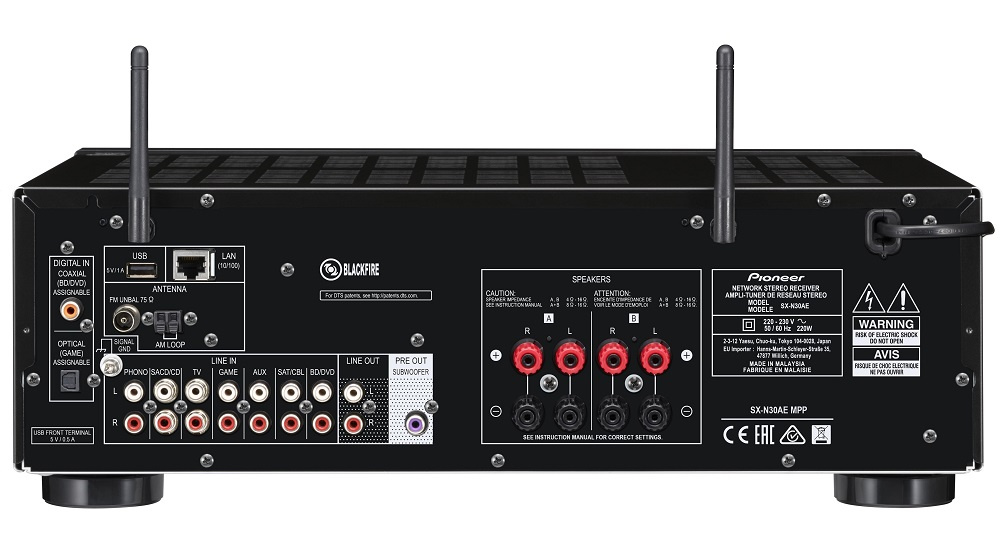 Pioneer SX-N30AE stereoförstärkare med nätverk, DAC & RIAA-steg, silver