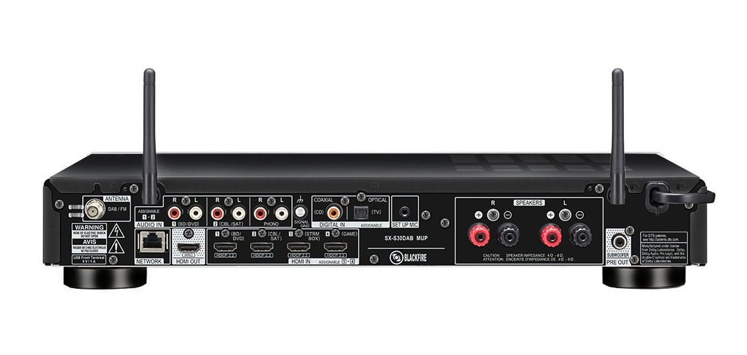 Pioneer SX-S30DAB receiver med HDMI, svart