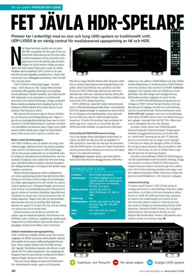 Pioneer UDP-LX500 Ultra HD Bluray-spelare, svart