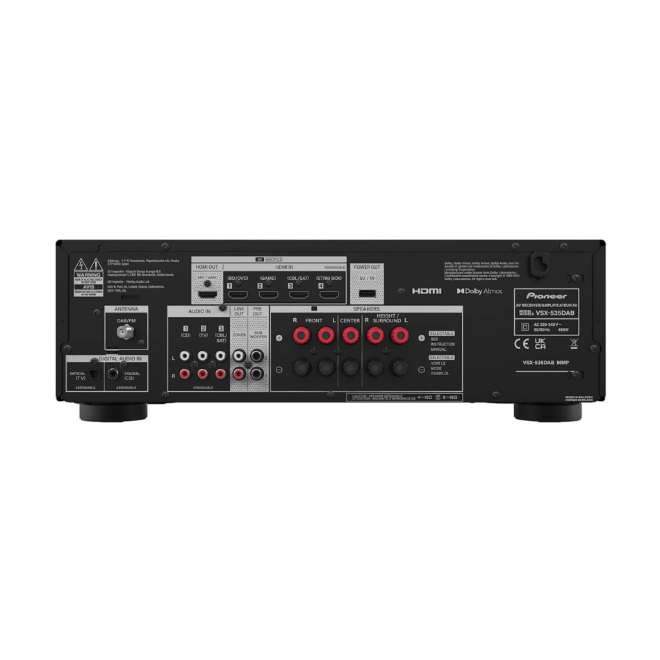 Pioneer VSX-535DAB hemmabioförstärkare med Bluetooth & Dolby Atmos