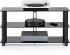 Norstone Epur 3, TV-mediabänk med svart stomme och svart glas Norstone Epur 3, TV-mediabänk med svart stomme och svart glas