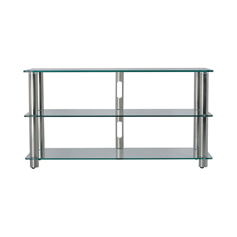 Norstone Epur 3, TV-mediabänk med silverstomme och klart glas