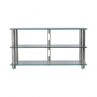 Norstone Epur 3, TV-mediabänk med silverstomme och klart glas Norstone Epur 3, TV-mediabänk med silverstomme och klart glas