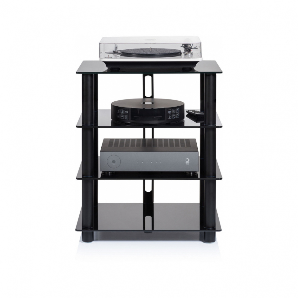 Norstone Epur 4, Hifi-rack med svart stomme och svart glas